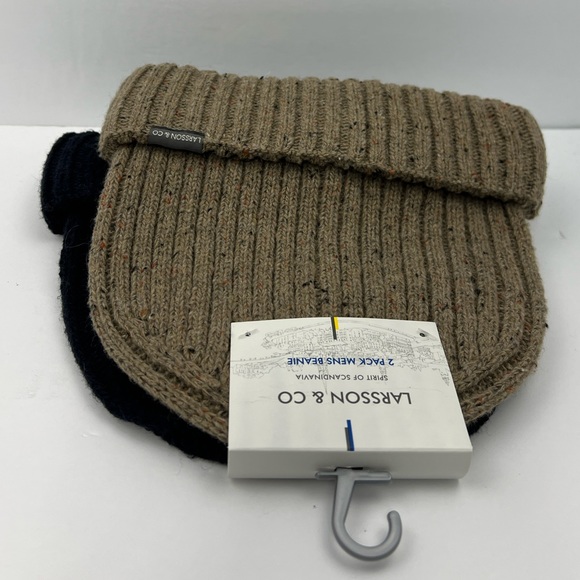 LARSSON & CO SPIRIT OF SCANDINAVIA, WARM BEANIE SET,BEIGE & NAVY BLUE, ONE SIZE - Picture 8 of 16